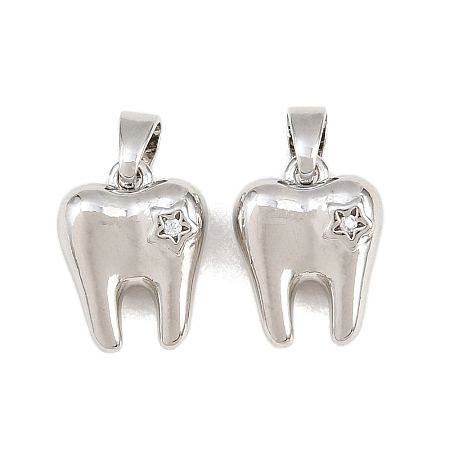 Brass Micro Pave Clear Cubic Zirconia Charms CU-CBAA571-01P-1