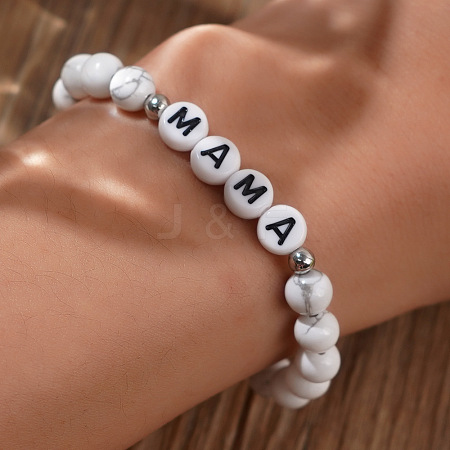 Glass Imitation Howlite Beads Stretch Bracelets for Mother's Day Gift BL3768-1