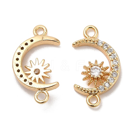 Brass Micro Pave Clear Cubic Zirconia Connector Charms KK-B074-12G-1