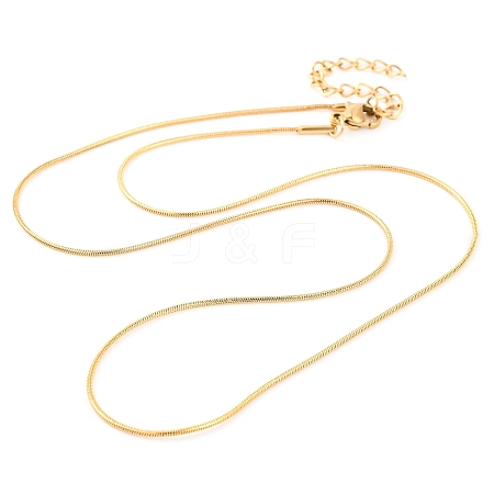 304 Stainless Steel Round Snake Chain Necklaces for Women NJEW-G140-06A-G-1