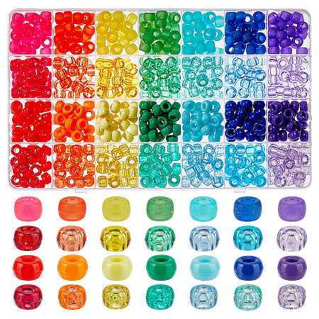 700Pcs 28 Colors Transparent & Opaque Plastic Beads KY-PH0002-30-1