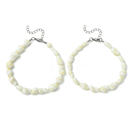 Natural Shell Beads Anklets AJEW-AN00619-1