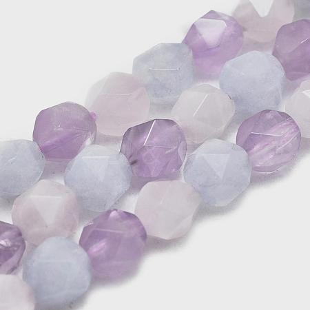 Natural Aquamarine & Rose Quartz & Amethyst Beads Strands G-K303-B07-10mm-1