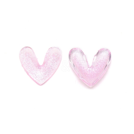 3D Heart with Glitter Powder Resin Cabochons MRMJ-TAC0004-26D-1