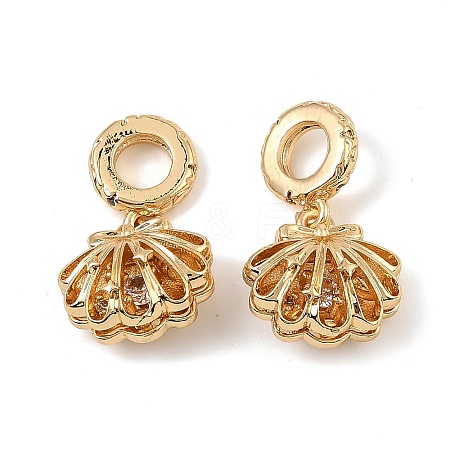 Brass Micro Pave Cubic Zirconia European Dangle Charms KK-C155-26G-1
