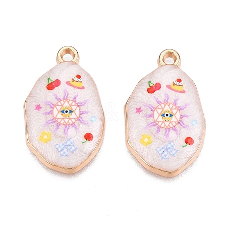 Printed Rack Plating Alloy Enamel Pendants ENAM-T020-04C-1