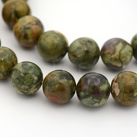 Natural Rhyolite Jasper Round Bead Strands G-M272-09-8mm-1