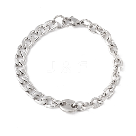 Non-Tarnish 304 Stainless Steel Curb & Cable Chains Bracelet for Men Women STAS-E001-04P-1