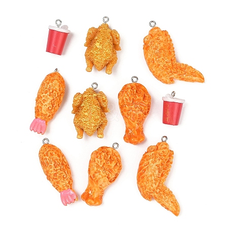 10Pcs 5 Styles Resin Pendants RESI-YW0003-25-1