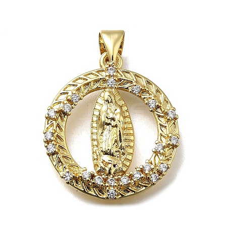 Brass Micro Pave Cubic Zirconia Pendants KK-C090-35G-08-1