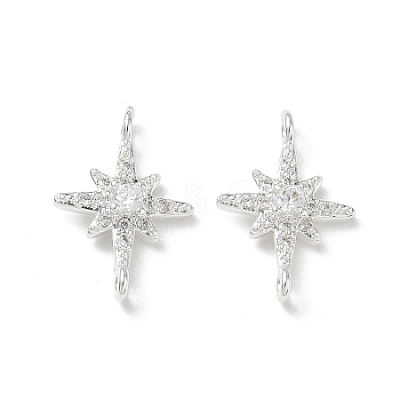 Brass Micro Pave Clear Cubic Zirconia Connector Charms KK-P355-28S-1
