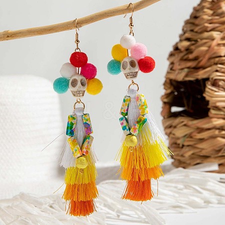 Halloween Alloy & Resin & Cotton Cord Tassel Dangle Earrings FS-WGA02EE-03-1