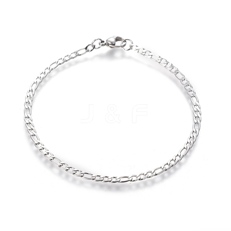 Tarnish Resistant 304 Stainless Steel Figaro Chain Bracelets BJEW-E369-04P-1