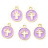 Light Gold Plated Alloy Enamel Pendants X-ENAM-R136-18C-1