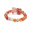 Natural Red Agate Beaded Rings RJEW-TA00191-04-4