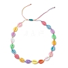 Summer Opaque Plastic Imitation Cowrie Shell Shape Braided Bead Adjustable Necklaces NJEW-JN05178-4