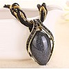 Bohemian Style Teardrop Zinc Alloy & Resin & Glass Seed Beaded Pendant Necklaces FS-WGFDF3E-06-1
