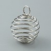 Carbon Steel Spiral Bead Cage Pendants IFIN-WH0027-47B-P-1