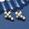 Cross Brass Stud Earrings EJEW-A132-01G-2