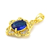 Brass Micro Pave Blue Cubic Zirconia Pendants KK-P263-06D-G-2