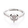 Rhodium Plated 925 Sterling Silver Micro Pave Cubic Zirconia Engagement Solitaire Ring Settings STER-N016-76P-2
