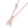 304 Stainless Steel Initial Pendant Necklaces NJEW-G321-04RG-A-1