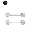 G23 Titanium Pink Cubic Zirconia Nipple Rings WG912A9-12-1