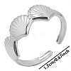 Stainless Steel Fan-shaped Shell Open Cuff Ring for Women UW7911-1-1