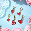 5Pcs Heart Alloy Enamel Pendant Decorations HJEW-JM02756-2