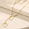 Double Hollow Heart Alloy Lariat Necklaces for Women FS-WG9B5F3-02-3