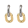 304 Stainless Steel Two Tone Oval Dangle Stud Earrings EJEW-L304-04GP-4