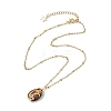 Natural Tiger Eye with Brass Pendant Necklaces NJEW-JN04679-04-4