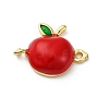 Brass Red Enamel Connector Charms KK-I276-13G-02-1