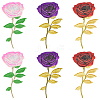 MAYJOYDIY US 6Pcs 3 Colors Rose Flower Computerized Embroidery Polyester Ornament Accessories PATC-MA0001-01-1