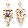 Brass Micro Pave Cubic Zirconia Links Connectors X-KK-R111-008-A03-2