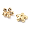 Rack Plating Flower Brass Micro Pave Clear Cubic Zirconia Bead Caps KK-H449-65G-04-NR-2
