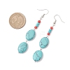 Brass Synthetic Turquoise Dangle Earrings EJEW-JE06535-03-4