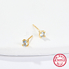 Golden Sterling Silver Micro Pave Cubic Zirconia Stud Earring XN7792-3-1
