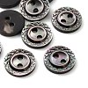 Natural Black Lip Shell Flat Round Buttons with Carved Rim LS-SH-CBA18B6-02B-06-1