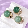 Half Round Natural Green Aventurine Cubic Zirconia Cuff Rings RJEW-M076-01G-05-1