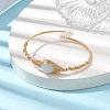 Natural Aquamarine & Pearl Cuff Bangle BJEW-JB10119-01-2