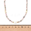 Natural Rhodonite Faceted Rondelle Beaded Necklaces with Natural Pearl Rice Beads NJEW-JN06529-4