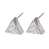 Brass Micro Pave Clear Cubic Zirconia Stud Earrings EJEW-C174-02F-P-4