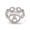 304 Stainless Steel Initial Letter A Open Cuff Rings for Women RJEW-G285-56P-2