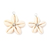 Natural Mixed Cowrie Shell Pendants PALLOY-JF03859-02-1