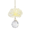 Brass Hollow Lotus Leaf Hanging Ornaments HJEW-E012-03G-02-1