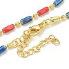 Brass Enamel Column Link Chain Necklaces NJEW-H039-02B-01G-2