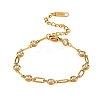 304 Stainless Steel Pave Clear Cubic Zirconia Link Chain Bracelets for Women SA-CBAABBA-07C-G-1