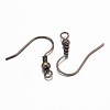 Brass Antique Bronze Earring Hooks with Bead Charms X-KK-Q261-1-2