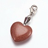 Heart Synthetic Goldstone Pendant Decorations HJEW-PH01132-12-2